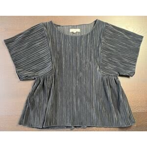 Madewell Silky Flowy Short Sleeve Textured Top Black Size Women’s XS NWOT